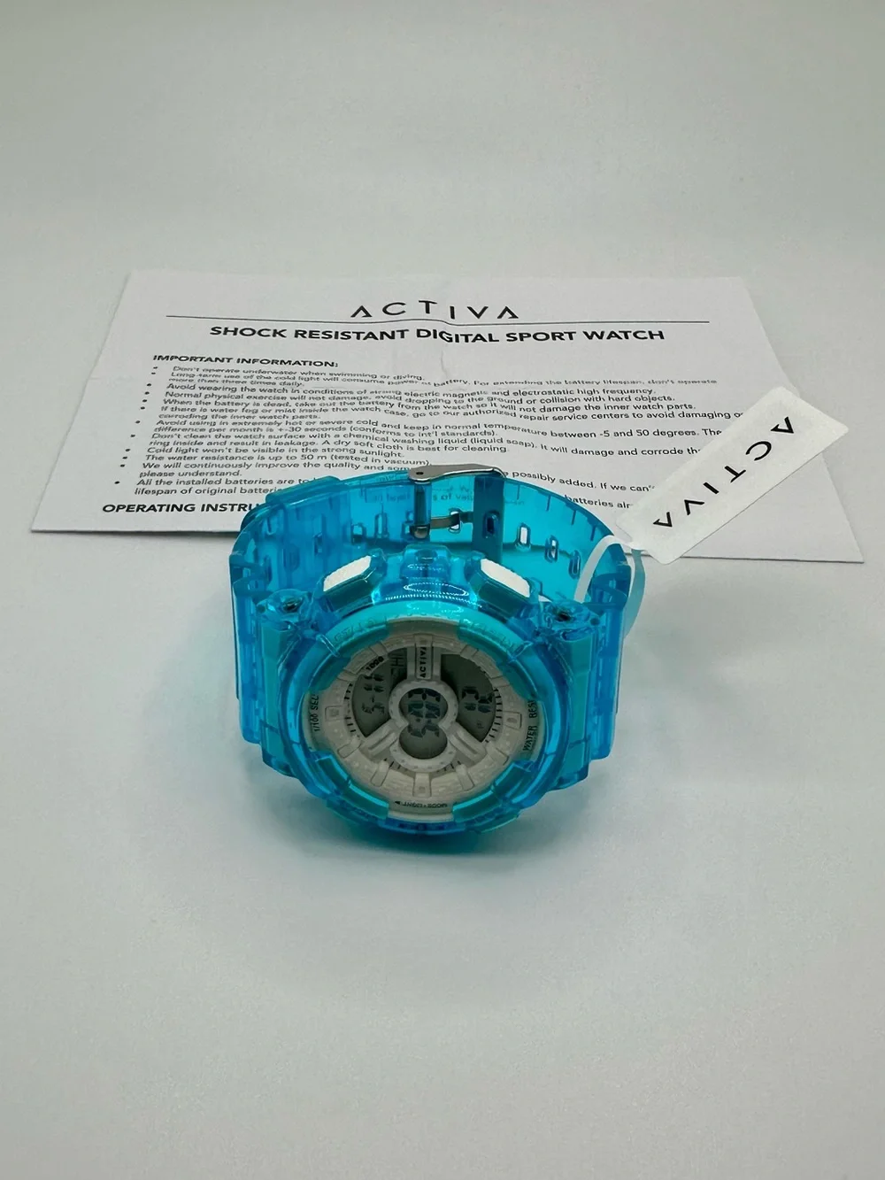 NWT✨ Activa Shock Resistant Digital Sport Watch Transparent Blue